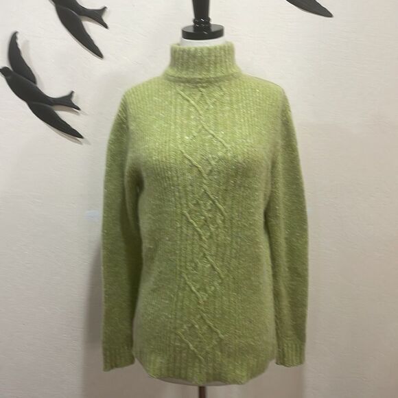 Vintage Burberrys Wool Angora Flecked Cable Knit Mockneck Sweater - PM - USA - Picture 3 of 10